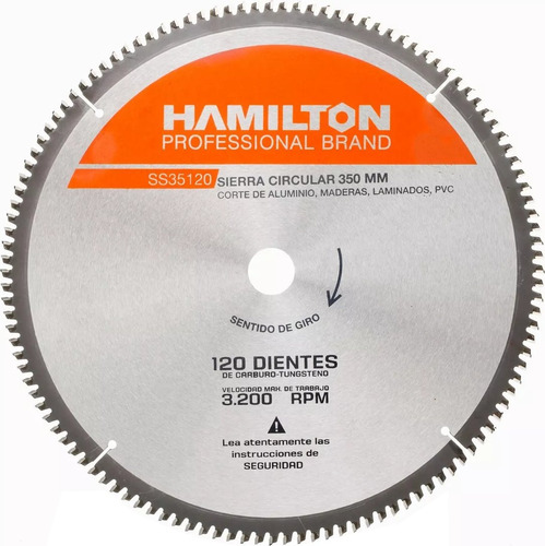 Disco Ingletadora Aluminio 120 Diente 350mm Hamilton Ss35120