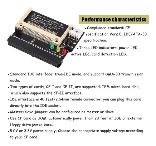 Convertidor Adaptador Flash Cf A Ide 3,5 Hembra 40 Pines