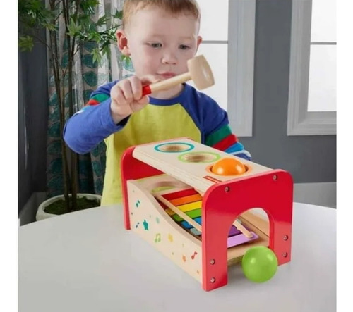 Fisher Price Xilofono En Banco De Madera Golpecitos Melodios