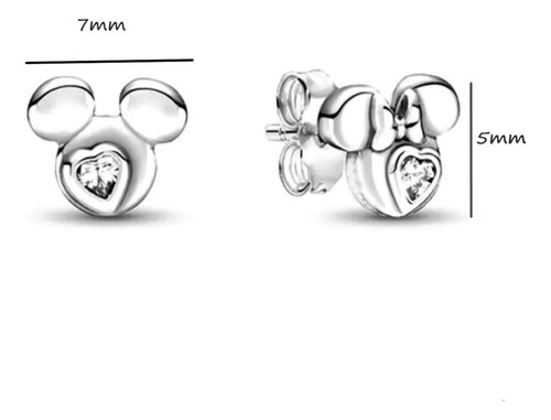 V Aretes De Botón Siluetas De Mickey Y Minnie De Plata Ley