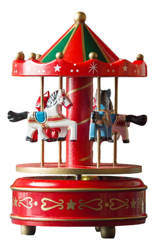 Caja De Música De Madera, Decoración Navideña, Rojo