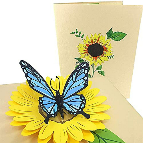 Poplife Mariposa Azul Y Tarjeta Del Día De Girasol Pop Up Mo