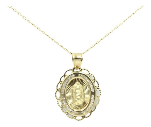 Cadena Medalla Virgen Bautizo Bebe Circonia Oro Amarillo 10 