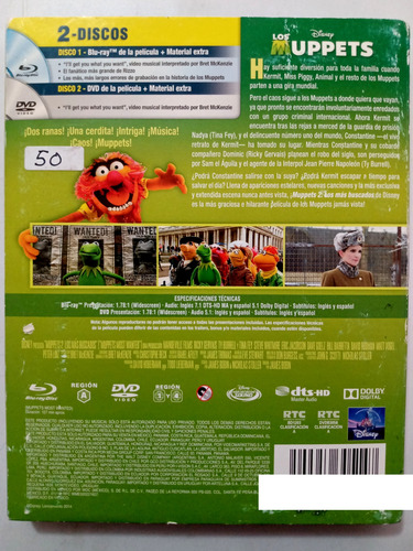 Muppets 2 Los Más Buscados Bluray + Dvd Tina Fey Disney (Usado)