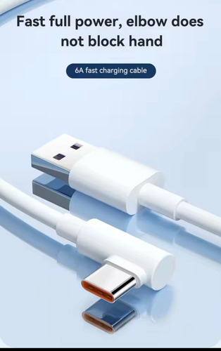 Cable Carga Rápida Gaming Para Infinix 45w/70w/90w 6a 1.8m Blanco