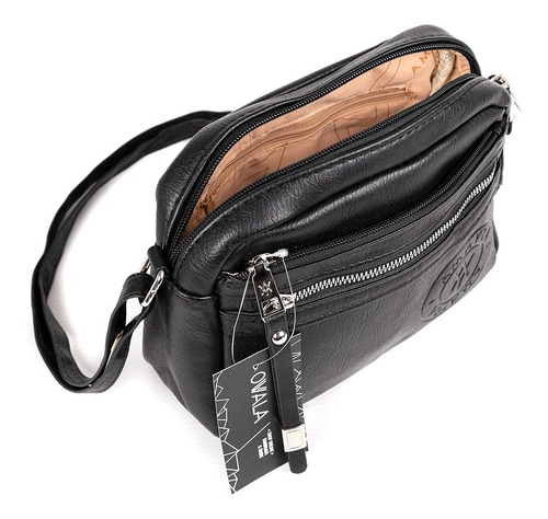Imagen 2 de 6 de Cartera Bandolera Mujer Cuero Sintetico Amayra Bolsillos