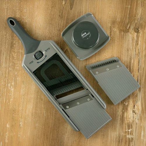 Mandolina Ajustable Filo Plano + Protector Plus Gourmet Color Gris