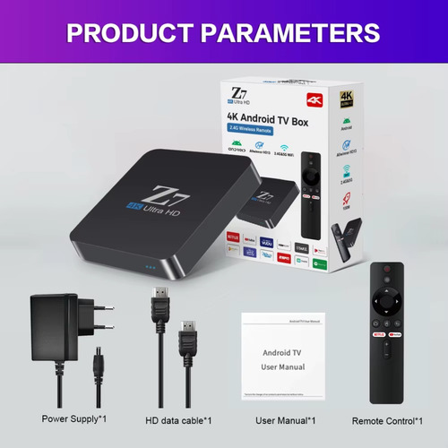 Streaming Tv Box Z7 8k Ultra Hd Android 2gb 8gb Google Voz Negro De Voz