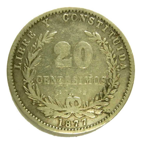 Uruguay Antigua 20 Cent De Plata Año 1877 Bien Vea Las Fotos