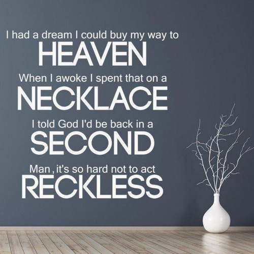 Kanye West Reckless Song Lyrics Vinilo Decorativo Ws-40929