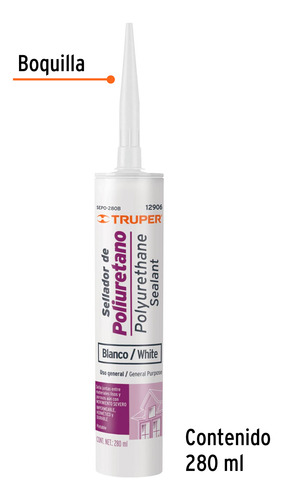 Cartucho Sellador De Poliuretano Blanco 280ml Truper 12906