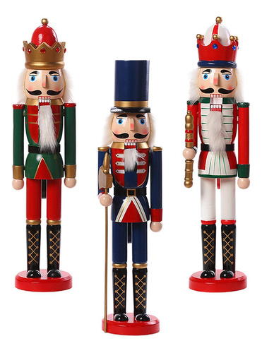 3x Cascanueces De Madera Para Navidad, Adorno De Base