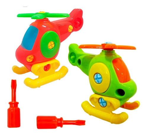 Brinquedo Para Bebês Helicóptero Didático De Montar Kit C/2