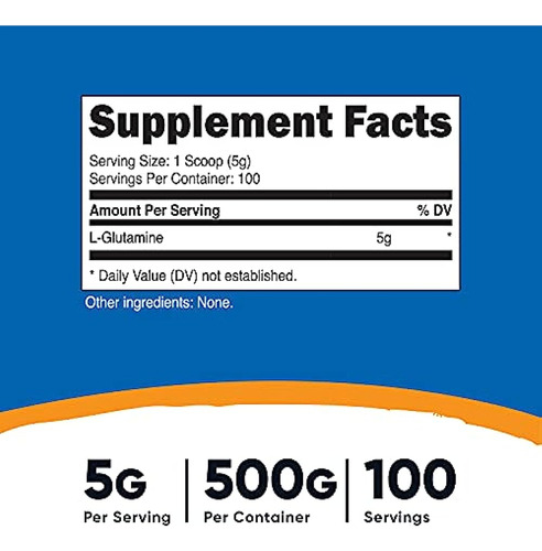 Nutricost L-glutamina En Polvo (500 Gramos) Sin Sabor - Sin 