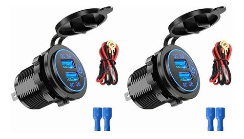 Cargador De Coche Quick Charge Qc3.0 Dual Usb De 2 Piezas, C