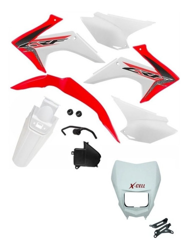 Kit Plástico Crf230 2015 2017 C/ Adesivos + Carenagem Farol