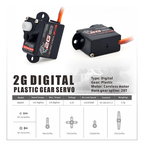 4 Servo Impermeable Sin NĂșcleo Con Brazo Servo Para Rc 2g
