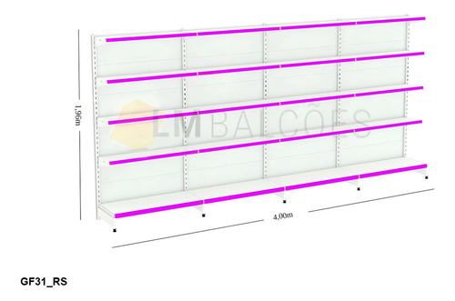 Gondola Wall Alt 196, 4 metros, 1 kit inicial +3 de continuación