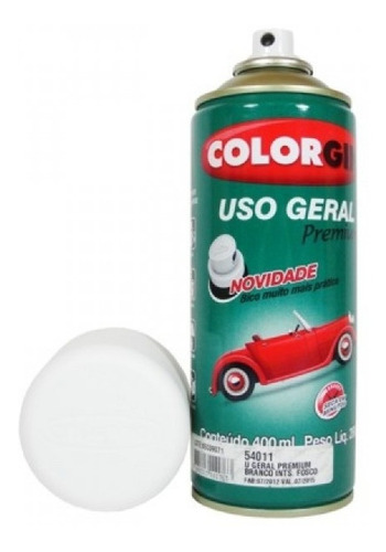 Tinta Spray Colorgin Uso Geral 54011 Branco Fosco 400ml