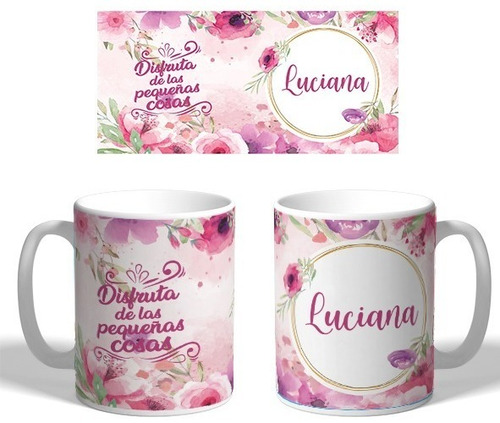 Taza Para Café Floreada Personalizada Con Nombre