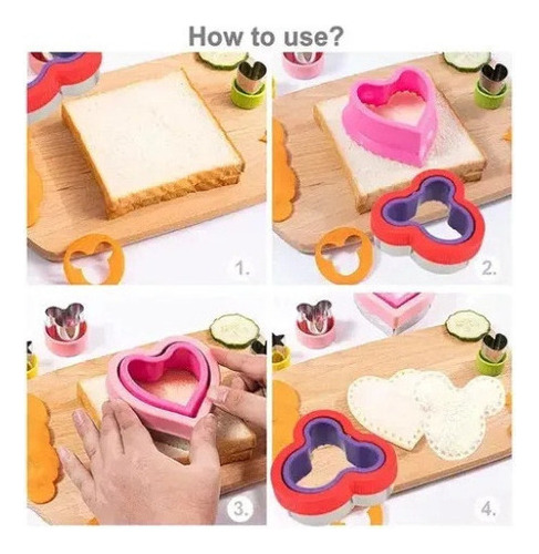 Comida Para Niños, Molde Para Cortar Pan De Frutas Dobladas