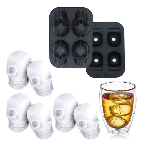 Zlj Molde Cuadrado Silicona Con Forma Calavera For Cubito