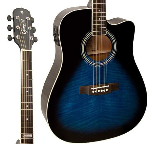 Violão Folk Elétrico Giannini Gf1d Ceq Dbb Dark Blue Burst