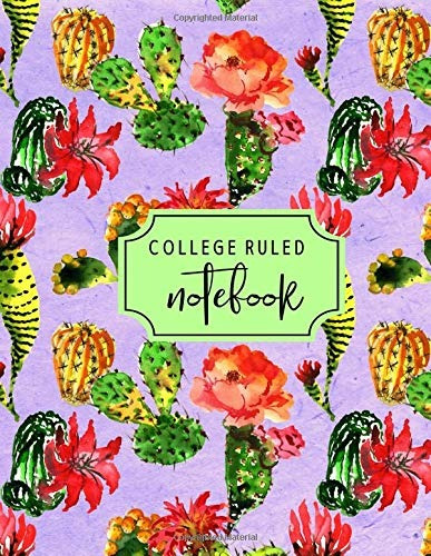 College Ruled Notebook Lavender Flowering Cactus Cover (flow