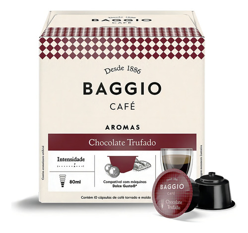 Café Baggio Aroma Chocolate Trufado 10 Cápsulas Dolce Gusto