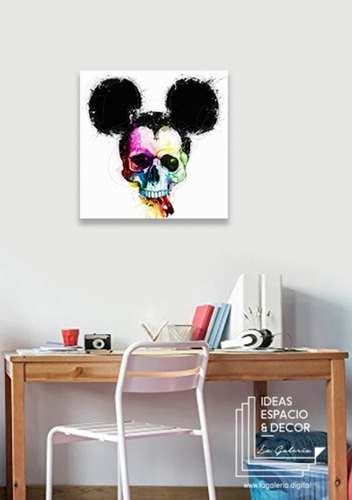 Mickey Mouse Calavera Pop Cuadro Canvas Decorativo Moderno