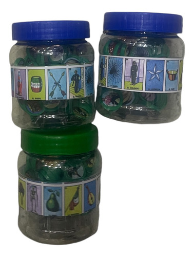 3 Botes De Fichas Para Cantar Juego Mesa Lotería Mexicana