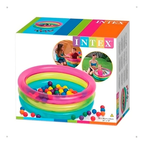 Piscina infantil inflable de colores de 63 litros, 50 bolas