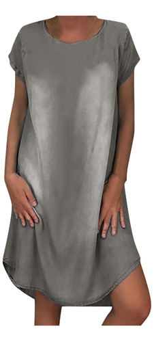 Vestido De Mezclilla Sintética De Talla Grande Para Mujer, H