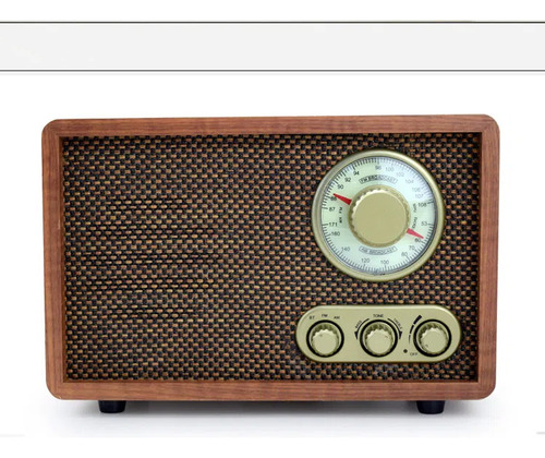 Radio De Sobremesa Vintage Madera Con Reproductor Bluetooth