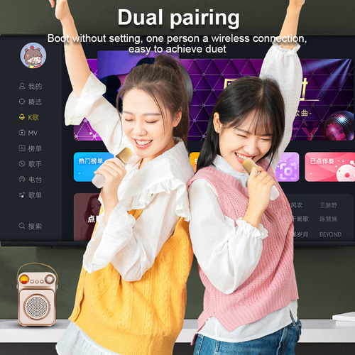 Set Inalámbrico De Micrófono Y Altavoz Para Karaoke Con Luz