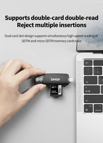 Lector De Tarjetas 2 En 1 Lexar Usb-c 3.2 Sd Y Micro Sd