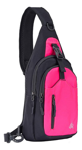 Mochila Senderismo Una Tira Negra Rosa Impermeable Nylon