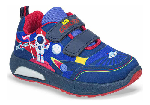 Imagen 1 de 8 de Tenis Con Luces Astronet Azul Para Niño Los Gomosos