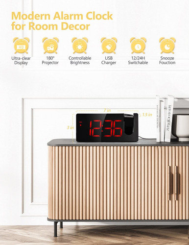 Reloj Digital Despertador Proyeccion Para Dormitorio Led