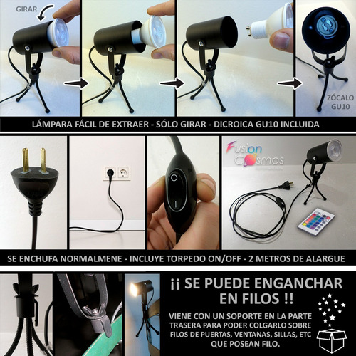 Imagen 10 de 10 de Tripode Bar Luz Led Efecto Dj Flash Control Remoto Rgb 3w Fx