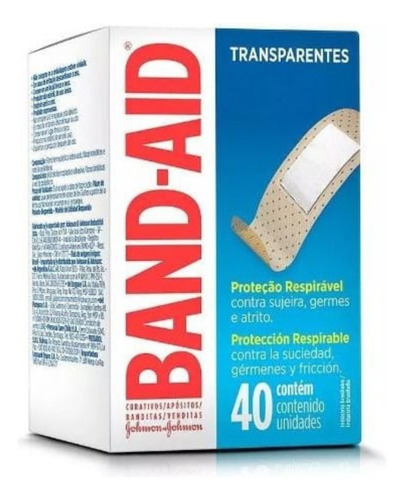 Kit C/2 Curativo Transparente Band-aid 1,9cmx 7,6cm Cx 40 Un