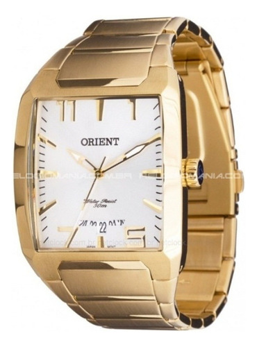 Relógio Orient Masculino Ggss1007 S2kx Dourado Quadrado Cor do fundo Prata