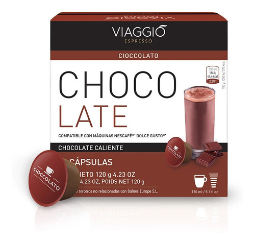 Pack 10 Cápsulas Chocolate Viaggio Compatible C/ Dolce Gusto