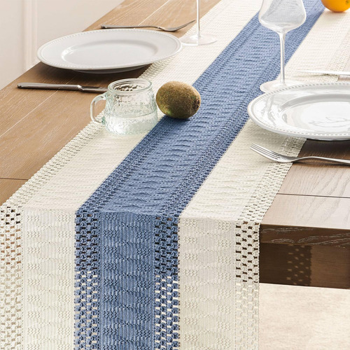 Camino De Mesa Zeemart, Estilo Macramé, Bicolor, 36 Cm X 90