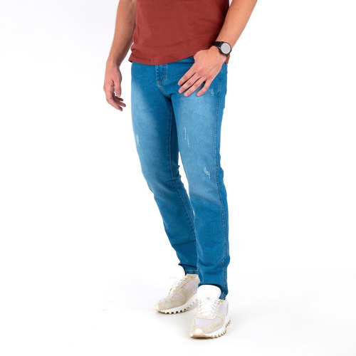 Calça Tradicional Jeans Masculina Slim Confortável Flexível