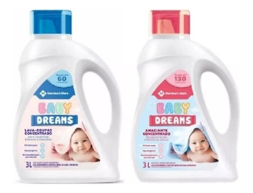 Sabão Líquido Lava Roupas E Amaciante Bebê Baby Dreams 3l