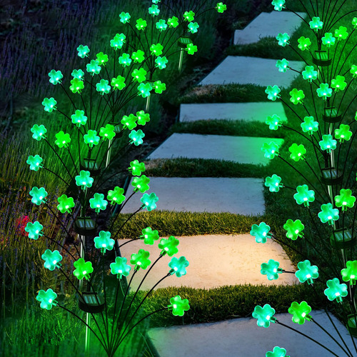 2 Luz Solar Trebol Para Dia San Patricio 18 Led Decoracion