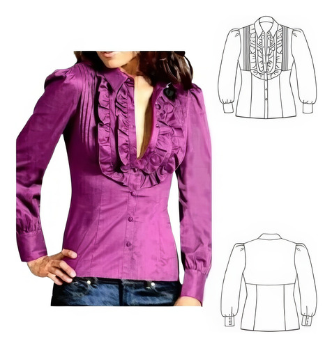 Moldería Textil Unicose -  Blusa Drapeada Mujer 0939