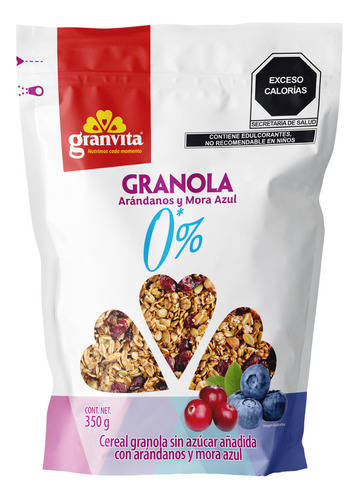 Granola Granvita 0% azúcar Arándanos y mora azul en bolsa 350 g