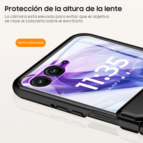 Funda Transparente Bisagra Con Mica Para Moto Razr 50 Ultra Negro